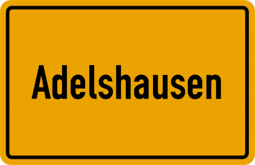 Ortsschild Adelshausen, Kreis Landsberg a Lech