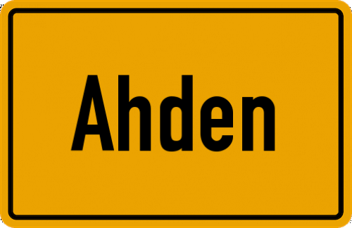 Ortsschild Ahden, Kreis Büren, Westfalen