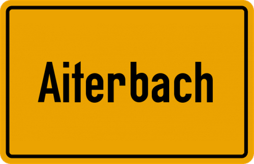 Ortsschild Aiterbach, Oberbayern