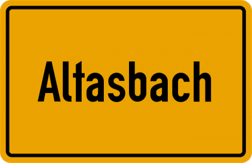 Ortsschild Altasbach, Kreis Griesbach im Rottal