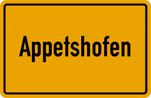Ortsschild Appetshofen, Kreis Nördlingen