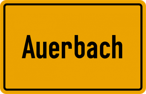 Ortsschild Auerbach, Erzgebirge