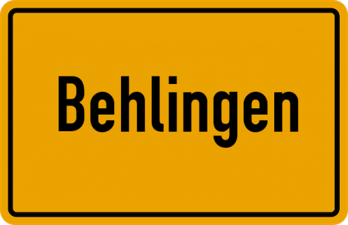 Ortsschild Behlingen, Kreis Nienburg, Weser