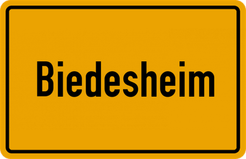 Ortsschild Biedesheim, Pfalz