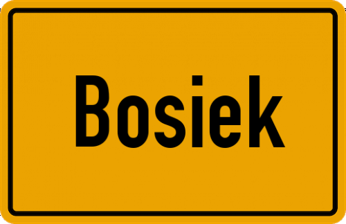 Ortsschild Bosiek, Angeln