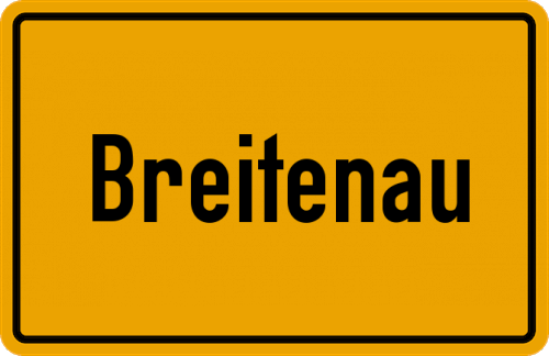 Ortsschild Breitenau, Kreis Dachau
