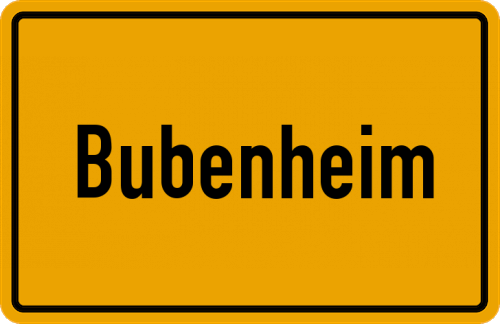 Ortsschild Bubenheim, Rheinhessen