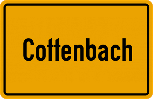 Ortsschild Cottenbach, Kreis Bayreuth