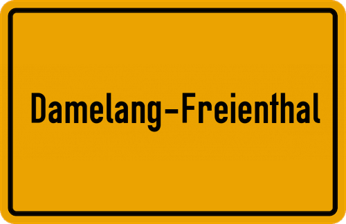 Ortsschild Damelang-Freienthal