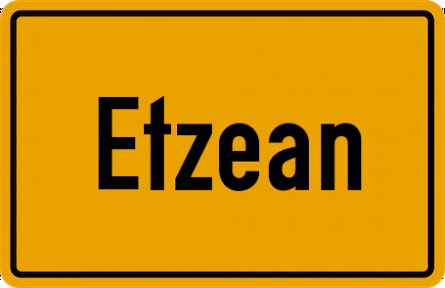 Ortsschild Etzean, Odenwald