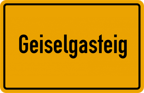 Ortsschild Geiselgasteig, Kreis München