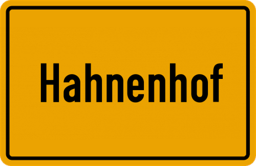 Ortsschild Hahnenhof, Kreis Bayreuth
