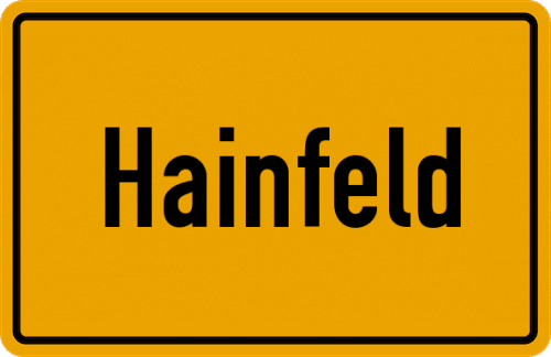 Ortsschild Hainfeld, Pfalz