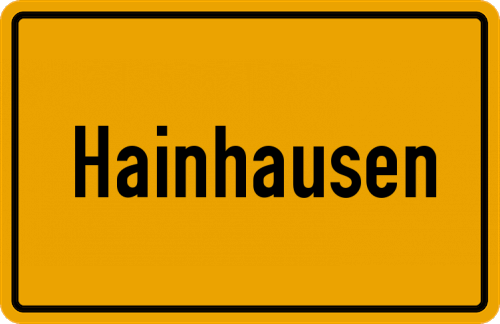 Ortsschild Hainhausen, Kreis Offenbach am Main