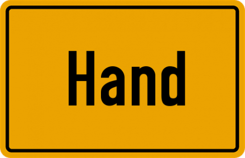 Ortsschild Hand