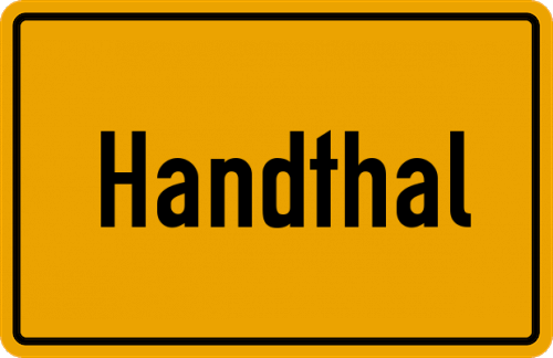 Ortsschild Handthal, Kreis Schweinfurt