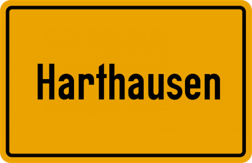 Ortsschild Harthausen, Kreis Günzburg