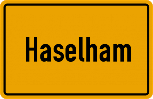 Ortsschild Haselham, Kreis Passau;Haselham bei Passau