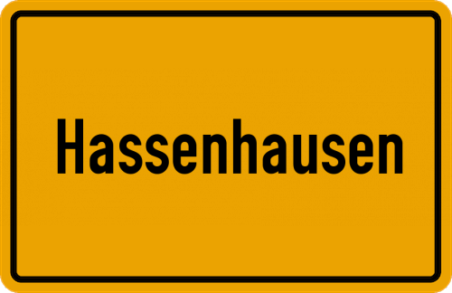 Ortsschild Hassenhausen, Kreis Marburg an der Lahn