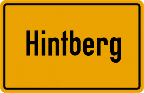 Ortsschild Hintberg, Kreis Regen