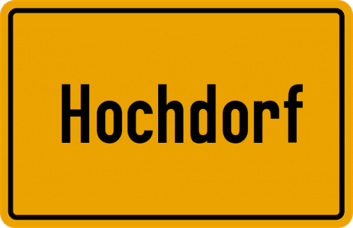 Ortsschild Hochdorf, Kreis Ludwigsburg