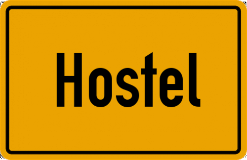 Ortsschild Hostel