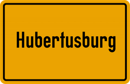 Ortsschild Hubertusburg, Rhein
