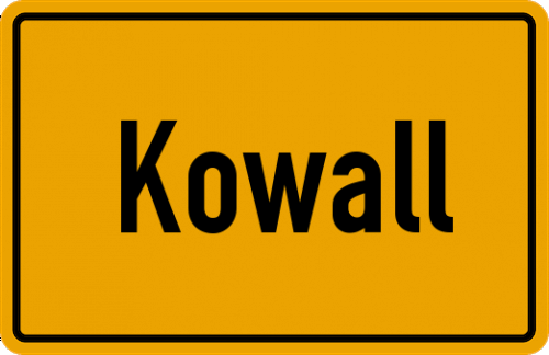 Ortsschild Kowall