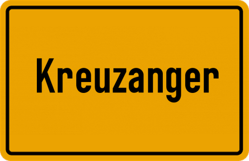 Ortsschild Kreuzanger, Kreis Augsburg