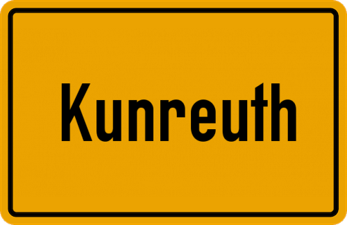 Ortsschild Kunreuth, Kreis Kulmbach
