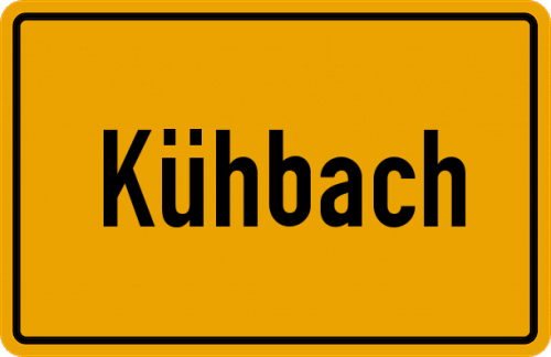 Ortsschild Kühbach, Niederbayern