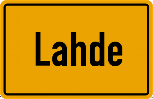 Ortsschild Lahde, Weser