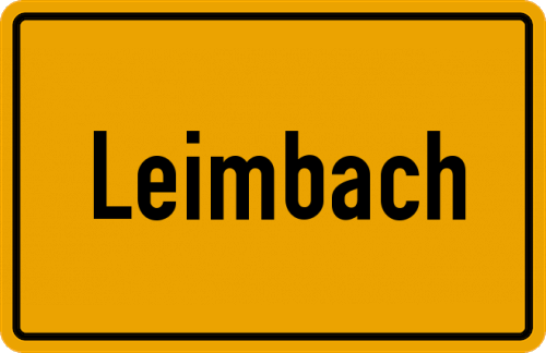 Ortsschild Leimbach, Kreis Ziegenhain, Hessen