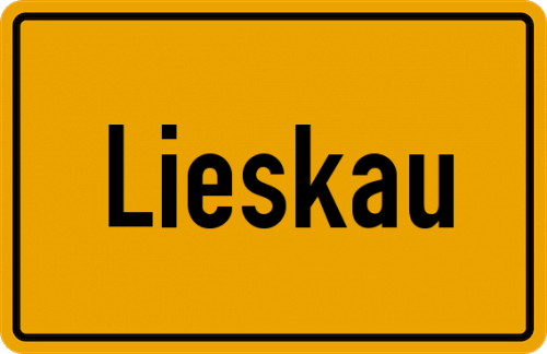 Ortsschild Lieskau, Niederlausitz