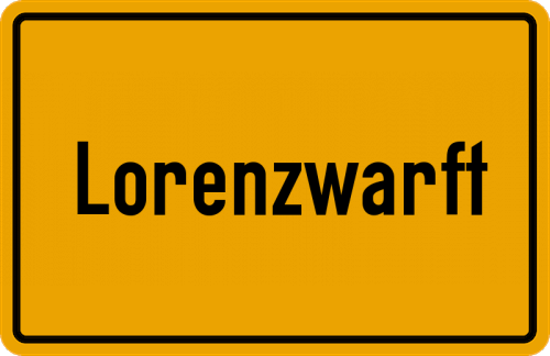 Ortsschild Lorenzwarft, Hallig