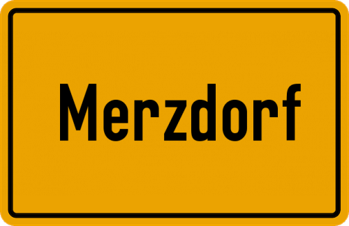 Ortsschild Merzdorf, Niederlausitz