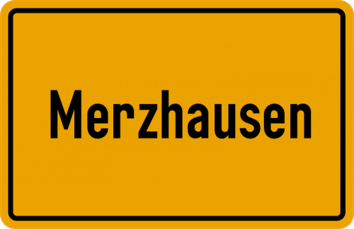 Ortsschild Merzhausen, Kreis Ziegenhain, Hessen