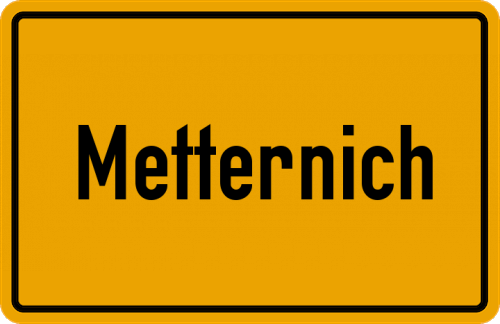 Ortsschild Metternich, Kreis Euskirchen