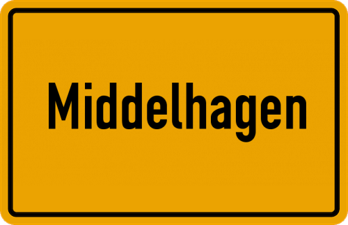 Ortsschild Middelhagen, Rügen