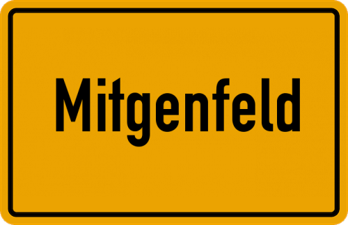 Ortsschild Mitgenfeld, Unterfranken
