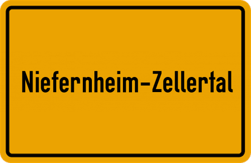 Ortsschild Niefernheim-Zellertal