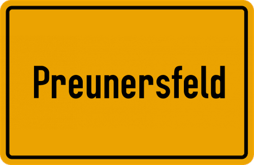Ortsschild Preunersfeld