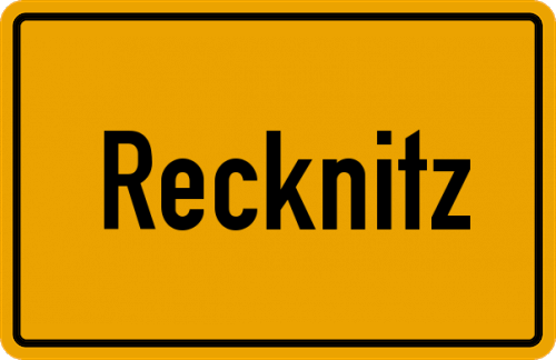 Ortsschild Recknitz