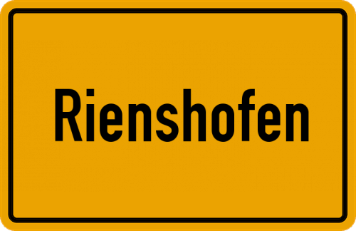 Ortsschild Rienshofen, Kreis Dachau