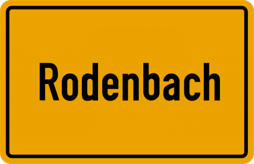 Ortsschild Rodenbach, Kreis Frankenberg, Eder