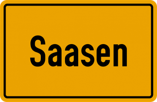 Ortsschild Saasen, Kreis Gießen