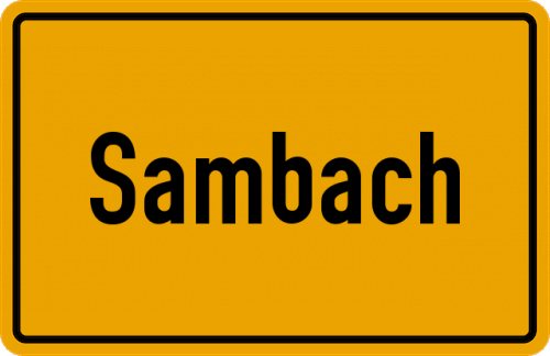 Ortsschild Sambach, Pfalz