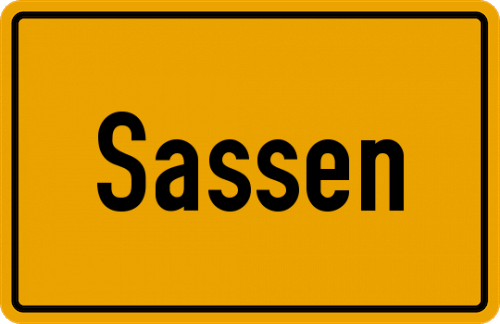 Ortsschild Sassen, Vorpommern