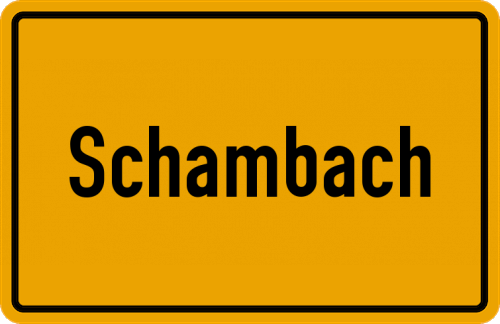 Ortsschild Schambach, Kreis Weißenburg in Bayern