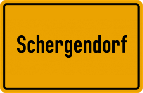 Ortsschild Schergendorf, Kreis Wegscheid, Niederbayern
